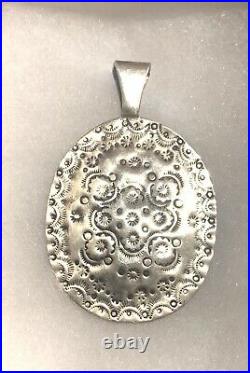 Vintage Navajo Sterling Silver Stamped LARGE Concho Pendant
