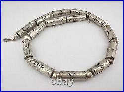 Vintage Navajo Sterling Silver Stamped Pearl Barrel Bead Necklace 17 -29.1g