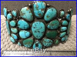 Vintage Navajo Sterling Silver Turquoise Bracelet Signed