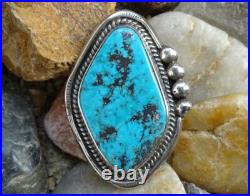 Vintage Navajo Sterling Silver Turquoise Brooch or Necklace Pendant with Pyrite