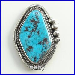 Vintage Navajo Sterling Silver Turquoise Brooch or Necklace Pendant with Pyrite