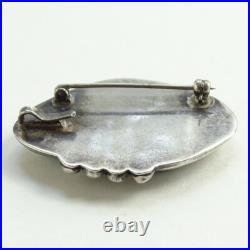 Vintage Navajo Sterling Silver Turquoise Brooch or Necklace Pendant with Pyrite