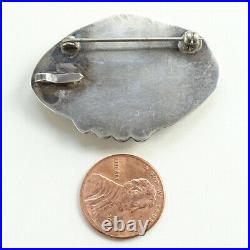 Vintage Navajo Sterling Silver Turquoise Brooch or Necklace Pendant with Pyrite