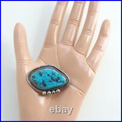 Vintage Navajo Sterling Silver Turquoise Brooch or Necklace Pendant with Pyrite