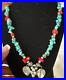 Vintage Navajo Sterling Silver Turquoise & Coral Beaded Strand Necklace