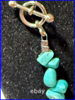 Vintage Navajo Sterling Silver Turquoise & Coral Beaded Strand Necklace