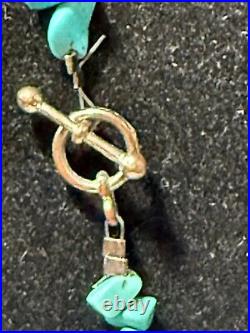 Vintage Navajo Sterling Silver Turquoise & Coral Beaded Strand Necklace