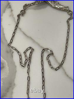 Vintage Navajo Sterling Silver Turquoise Eagle Feather Necklace 19