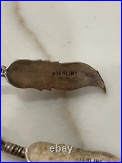 Vintage Navajo Sterling Silver Turquoise Eagle Feather Necklace 19