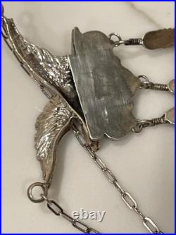 Vintage Navajo Sterling Silver Turquoise Eagle Feather Necklace 19 Vintage Navajo Sterling Silver Turquoise Eagle Feather Necklace 19