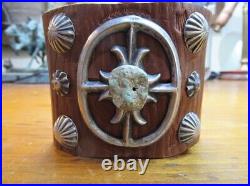 Vintage Navajo Sterling Silver & Turquoise Leather Cuff Ketoh Bow Guard
