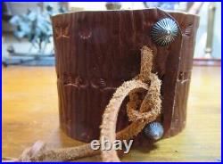 Vintage Navajo Sterling Silver & Turquoise Leather Cuff Ketoh Bow Guard