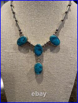 Vintage Navajo Sterling Silver Turquoise Necklace