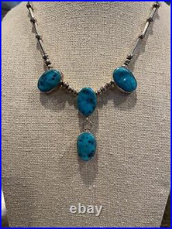 Vintage Navajo Sterling Silver Turquoise Necklace