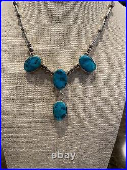 Vintage Navajo Sterling Silver Turquoise Necklace