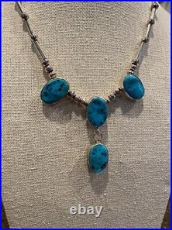 Vintage Navajo Sterling Silver Turquoise Necklace