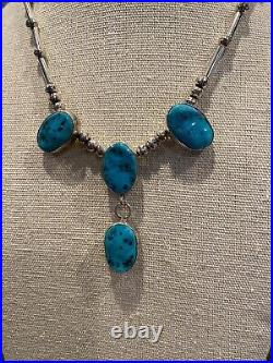 Vintage Navajo Sterling Silver Turquoise Necklace