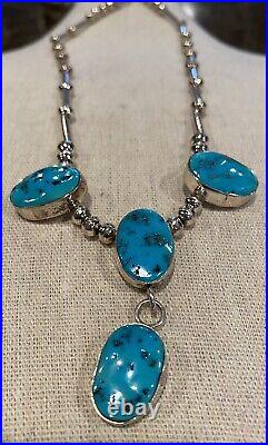 Vintage Navajo Sterling Silver Turquoise Necklace