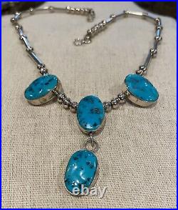 Vintage Navajo Sterling Silver Turquoise Necklace