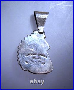 Vintage Navajo Sterling Silver Turquoise Peterson Johnson Pendant