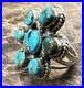 Vintage Navajo Sterling Silver Turquoise Split Shank Cluster Ring
