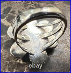 Vintage Navajo Sterling Silver Turquoise Split Shank Cluster Ring
