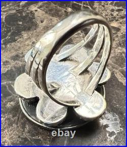 Vintage Navajo Sterling Silver Turquoise Split Shank Cluster Ring