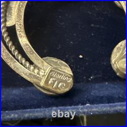 Vintage Navajo Sterling Silver Turquoise Squash Blossom Necklace Native American