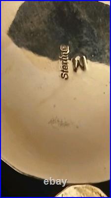 Vintage Navajo Sterling Silver Turquoise bird Feather Necklace 18