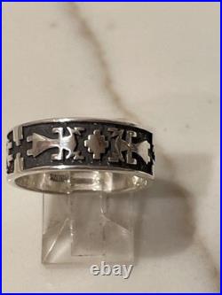 Vintage Navajo Sterling Silver Yei Storyteller Ring size 7 1/2