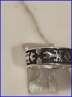 Vintage Navajo Sterling Silver Yei Storyteller Ring size 7 1/2