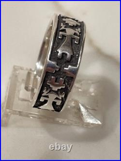 Vintage Navajo Sterling Silver Yei Storyteller Ring size 7 1/2