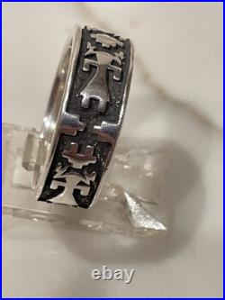Vintage Navajo Sterling Silver Yei Storyteller Ring size 7 1/2
