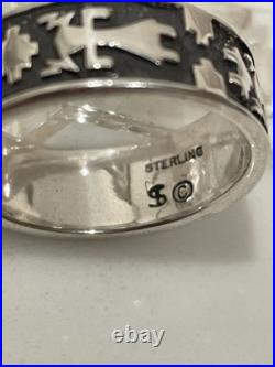 Vintage Navajo Sterling Silver Yei Storyteller Ring size 7 1/2