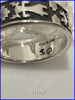 Vintage Navajo Sterling Silver Yei Storyteller Ring size 7 1/2