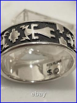 Vintage Navajo Sterling Silver Yei Storyteller Ring size 7 1/2