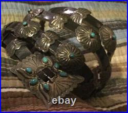 Vintage Navajo Sterling Silver and Turquoise Small Concho Belt