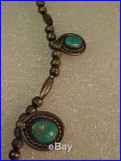 Vintage Navajo Sterling & Turquoise THUNDERBIRD Necklace Pendant Squash Blossom