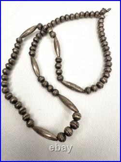 Vintage Navajo Style Sterling Silver Bead Necklace 25g Desert Pearls 24