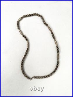 Vintage Navajo Style Sterling Silver Bead Necklace 25g Desert Pearls 24