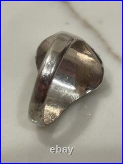 Vintage Navajo Style Sterling Silver Malachite Oval Statement Ring Size 10.5 9g
