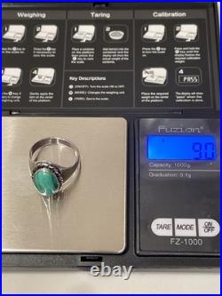 Vintage Navajo Style Sterling Silver Malachite Oval Statement Ring Size 10.5 9g
