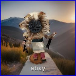 Vintage Navajo Sunface Kachina Doll Signed By Artist EB 7.5in 1970s-1990s