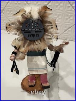 Vintage Navajo Sunface Kachina Doll Signed By Artist EB 7.5in 1970s-1990s