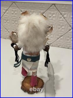 Vintage Navajo Sunface Kachina Doll Signed By Artist EB 7.5in 1970s-1990s