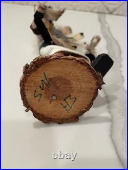Vintage Navajo Sunface Kachina Doll Signed By Artist EB 7.5in 1970s-1990s