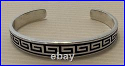 Vintage Navajo TEME STERLING SILVER GREEK KEY Cuff 23.4g