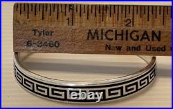 Vintage Navajo TEME STERLING SILVER GREEK KEY Cuff 23.4g