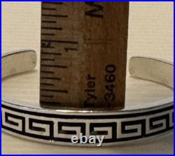 Vintage Navajo TEME STERLING SILVER GREEK KEY Cuff 23.4g