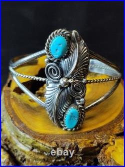 Vintage Navajo Turquoise And Sterling Silver Bracelet
